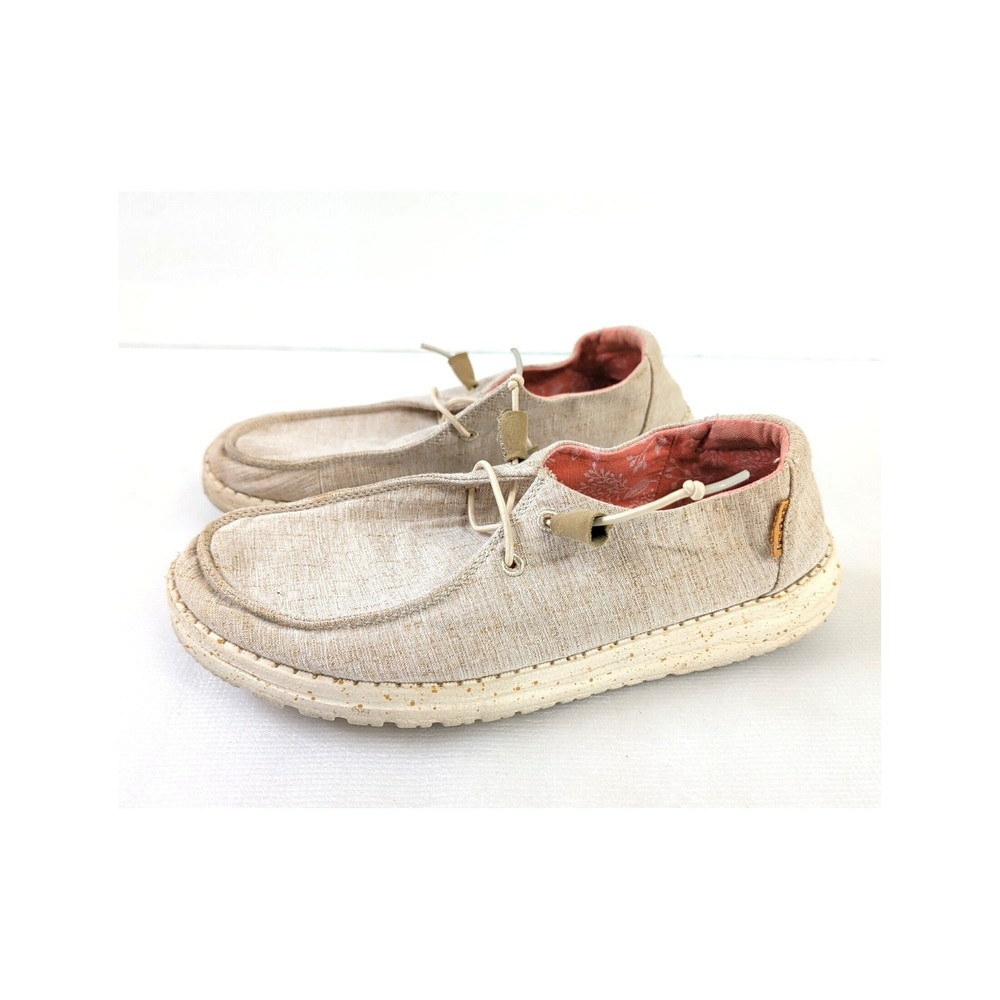 Hey Dude Wendy Slip On Shoe Loafer Womens 9 Beige Casual Lightweight Beachy